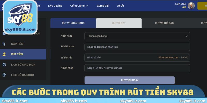 Các bước trong quy trình rút tiền SKY88