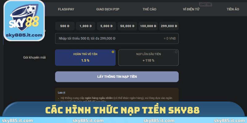 Các hình thức nạp tiền SKY88