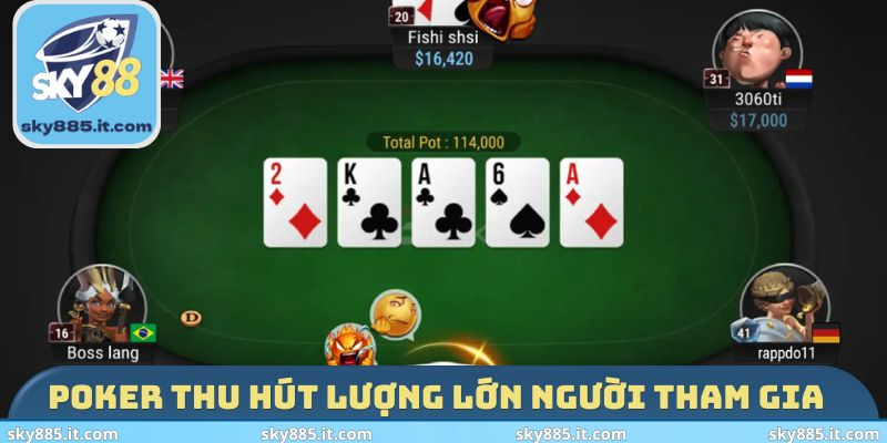 Poker thu hút lượng lớn người tham gia